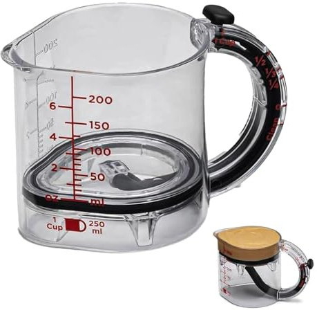 All-in-1 Adjustable Measuring Cup, Adjustable Base Kitchen Measuring Cup, Multi-use Kitchen Measuring Tool,Push-in Measurings Cups with Oz/Ml Dual Markings