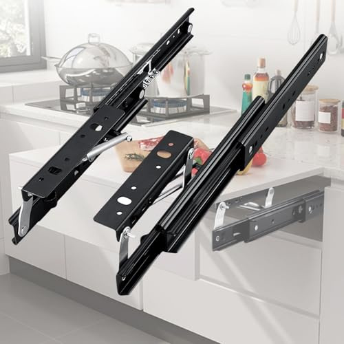 Lift Table Drawer Slides,Extendable Table Rail Drawer Slide,Side-Mount Extension Heavy Duty Drawer Slides,Concealed Soft Close,Ball Bearing,for Desk,Workbench,Dining Table(1 Pair)