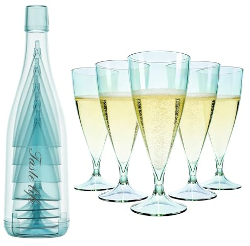 VINATO Sektgläser Set aus Kunststoff 5 Stück, Champagnergläser, Wiederverwendbare Sektgläser Kunststoff für Sektempfang, Hochzeit, Party, Camping