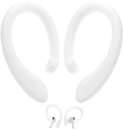 Anti-Verlust-Ohrbügel für AirPods Bluetooth-Kopfhörer - Universelle Silikon-Ohrbügel, Earhooks für Apple-Kopfhörer,Anti-Verlust-Halterung, Geeignet für Airpods Silikon-Ohrbügel (2 Stück, Weiß)