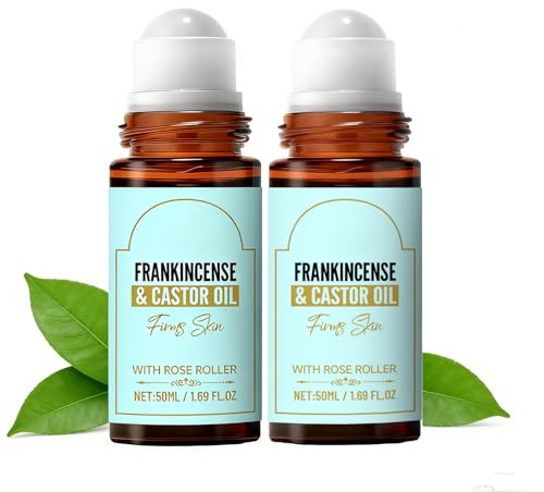 Frankincense and Castor Oil Roll On, Weihrauch und Rizinusöl Roll-On, Weihrauch-Ätherisches Öl für das Gesicht, Natürlicher Feuchtigkeitsspender für feine Linien und Augenringe (2pc)