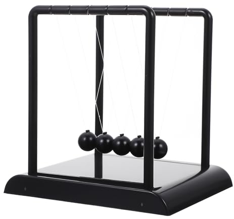 HEMOTON Newton Cradle Desktop Large Black Pendulum Balls Decorative Ornament for Home Office Desk Physics Balance Ball Gadget Executive