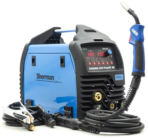 Sherman DIGIMIG 209 ProHIT MIG MAG Schweißgerät Synergie 200A – 4 Rollen Antrieb Inverter – 3 in 1 Schutzgas Schweißmaschine für Alu, Stahl & Fülldraht (Gaslos) – Punktschweißen, Induktivität, IGBT