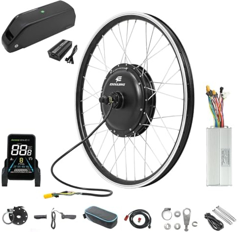 ESOULBIKE Kit de Conversion 52V 2000W avec Batterie 52V 20Ah, kit de Conversion pour vélo électrique 28 Pouces, 29 Pouces, 700C