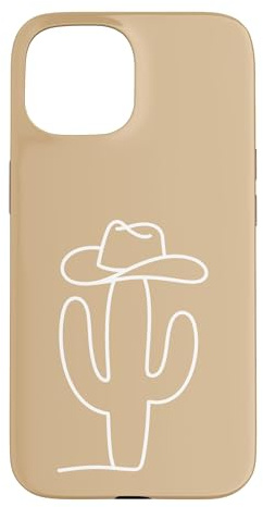 Minimalist Cactus Western Line Drawing Desert Case for iPhone 15