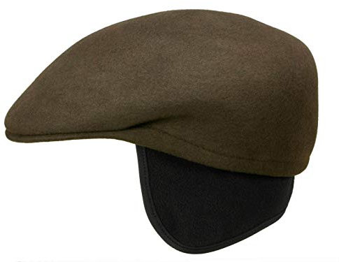 Rassow Paolo Flatcap Schirmmütze mit Ohrenklappen aus Merinowolle - Dunkelbraun (Moro) - 55 cm