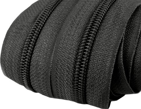 2 m endlos Reißverschluss 5 mm Laufschiene + 5 Zipper Meterware teilbar Farbwahl (dunkelgrau)