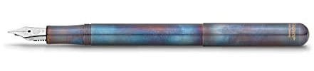 Kaweco LILIPUT Füllhalter Fireblue I Exklusiver Edelstahl Füllfederhalter für Tintenpatronen inklusive Retro Metallbox I Füller 12,5 cm I Federbreite: BB (Extra Breit)