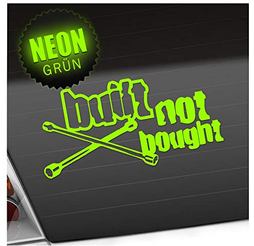 Kiwistar - Autoaufkleber - Built not Bought! Workshop Do it Yourself Heckscheibenaufkleber - Aufkleber Auto Kfz Fahrrad, LKW, Truck Mofa