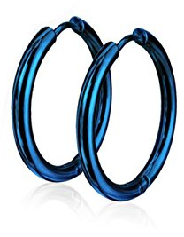 beyoutifulthings Damen 1 Paar Creolen Ohr-ringe Set Chirurgenstahl Klickverschluss Seamless Line blau schwarz silber regenbogen gold 10mm -20mm Länge