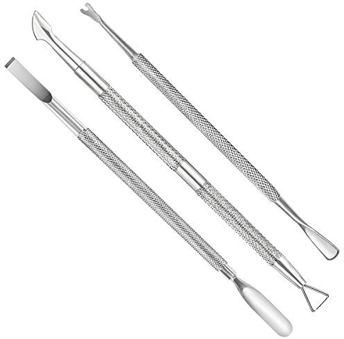Cuticle Pusher and Cutter - Nail Polish Remover - Stainless Steel Manicure Tool Set -Gel Nail Polish Peeler and Scraper - Nail Care Stick - Pedicure Kit for Fingernail and Toenail