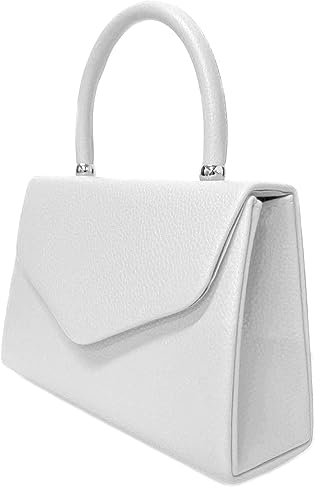 LeahWard Women's Faux Leather Clutch Bag,Top Handle Wedding Handbags (White)