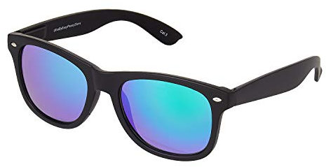 Ultra Classic Sunglasses for Men & Women UV400 - Lightweight, Flexible Fit, Maximum Sun Protection - Perfect Adults Mens & Womens Accessories for Holidays - Black with Green Dawn Mirrored Lenses