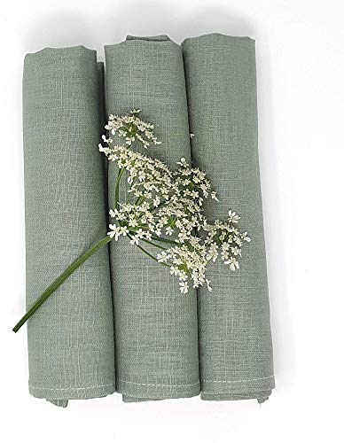 Farnberg Geschirrtücher Leinen, Trockentücher Grün Uni | Reinleinen, Leinen 100% | Leinen Geschirrtuch 3 im Set, 3er Pack |l Mit Liebe in Deutschland genäht | 45x65 cm (BxL) | Uni Salbei
