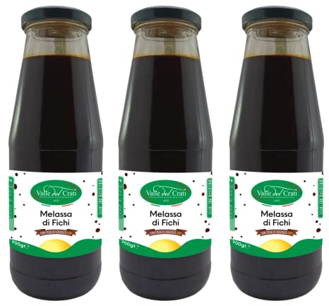 Valle del Crati Mélasse de Figue | Miel aux figues de Cosenza, spécialité italienne | Condiment sur les fromages, viandes, sur confiseries, yaourts, glaces | 3 bouteilles de 900 g chacune