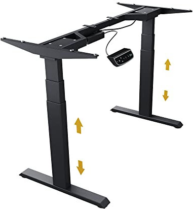 ICY BOX Ergonomischer Steh-Sitz-Schreibtisch Elektrisch höhenverstellbar 62-128 cm mit Memory Funktion Schwarz, 200 x 90, 60867