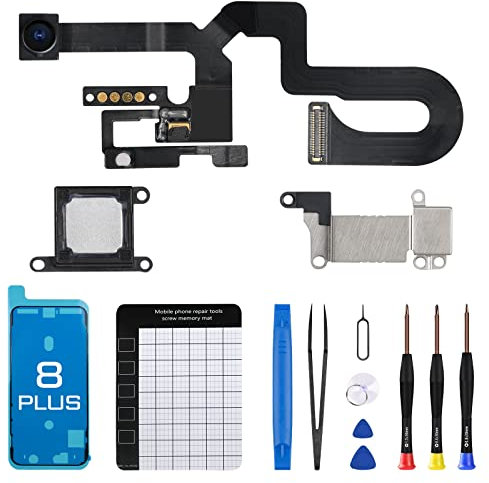 DGSCSMY for iPhone 8 plus Front Camera Replacement 7MP 5.5 Repair Earpiece Ear Speaker OEM Module Part with Ambient Light Sensor Proximity Sensor Flex Cable Connector Fix Tools Kit A1864 A1897 A1898