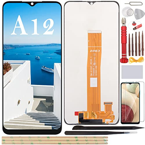 YHX-OU 6.5'' Pantalla LCD para Samsung Galaxy A12 SM-A125F/DSN SM-A125F/DS SM-A125F LCD Display Asamblea Pantalla Táctil Completa Reemplazo de Pantalla con Herramienta+Vidrio Templado(Negro)