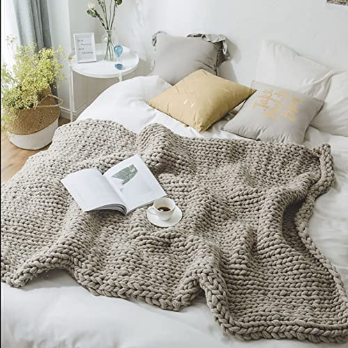XZSBDXHH Grobstrick Decke Grobe Strickdecke Kuscheldecke Wolle Garn Handgefertigt Haustier Bett Stuhl Sofa Arm Stricken Decke Zuhause Deko 130x160cm/51,2''x63'' (D)