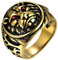 JewelryWe Schmuck Herren-Ring Edelstahl Gothic Biker Siegelring Vintage Löwe Löwenkopf Ringe Bandring mit Gravur Gold Größe 62