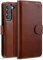 STILGUT Etui Talis Compatible avec Samsung Galaxy S22 Plus Coque Portefeuille à Fermoir magnétique en Cuir véritable, Cognac