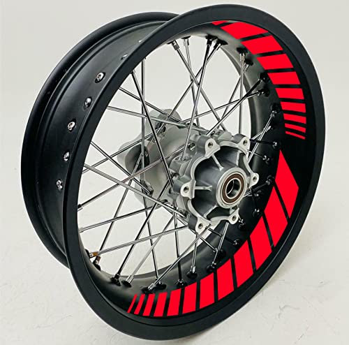 DualColorStampe Adesivi interno cerchi moto 17 POLLICI decal stickers cerchioni gomme strisce moto COD.D0068(Rosso Fluo)