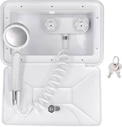 EdirFtra Kit de Douche extérieure résistant aux intempéries pour Camping-Car, Accessoires extérieurs Non métalliques, Cabine de Douche extérieure avec pommeau de Douche et Tuyau de robinetterie