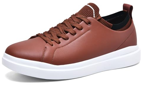 Wryweir Herren Lace-Up Casual Schuhe leichte Flache Schuhe Low-Top Walking Mode Trainer 43 EU Tiefbraun