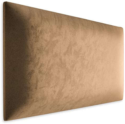 Muralo Samt Wandkissen Stoff Polsterpaneel Schlafzimmer Wohnzimmer Bett Wandpolster Bettkopfteil Lendekissen Modern Luxus Gepolstert Polster Paneel (Beige, 60 cm x 40 cm)