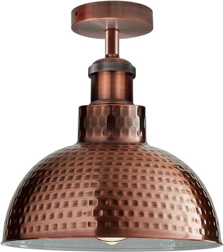 LEDSone Vintage Semi Flush Mount Light Fixture Pendant Light Fixtures Industrial Metal Hanging Bar Lamp Adjustable Pendant Light for Kitchen Island, Farmhouse, Dining Room Copper