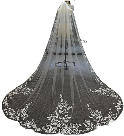 Hochzeit Eleganter einschichtiger 300 cm weißer Hochzeitsschleier mit Spitzenapplikationen Eleganter Brautschleier nach Maß mit Kamm (Color : Pink, Size : 300cm)
