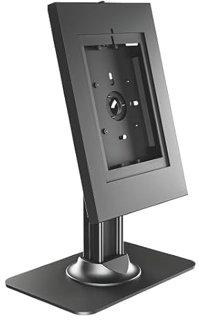 conecto Thekenhalterung für Tablet, mit abschließbarem Stahlgehäuse für Tab A 10.1 (2019)/ Tab A7/ S6 Lite 10.4/10.5/11 und iPad 5/6/7/8/9/ Air 9.7/ 10.5/10.9/ IPad Air 9.7/10.5/11, schwarz