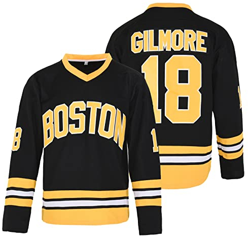 Happy Gilmore Trikot #18 Adam Sandler 1996 Movie Eishockey Jersey genäht schwarz Größe S-XXXL, Schwarz, Klein