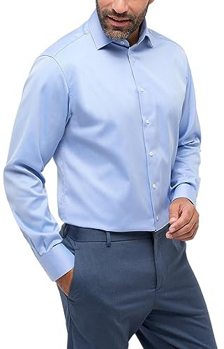 ETERNA Modern Fit Cover Hemd Langarm New Kent Kragen Blickdicht blau Größe 48
