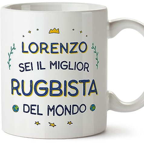 Mugffins Tassen Personalisierten für RUGBY-SPIELER Mann - Auf Italienisch - Migliore del Mondo - 11 oz / 330 ml - Individuell Anpassbar Geschenk Mitarbeiter