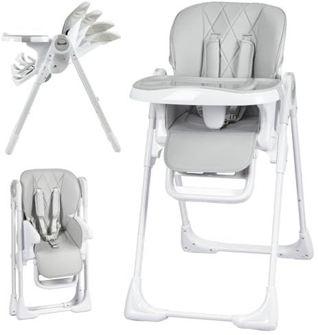 GAOMON Foldable Baby High Chairs Multifunctional Infant Chair for Babies & Toddlers | Removable Seat & Tray for Easy Clean | 7 Height & 4 Recline Adjustable Backrest