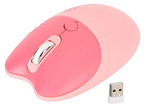 Septpenta Cute Cat Wireless Mouse, 2.4G Wireless Mice, 1000/1200/1600 3 Level DPI Switching, Lightweight Soundless Mouse, Comfortable and Compact in Hand Kawaii Mouse for Girls and Kids(pink)