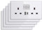 CNBINGO Double Switched Socket with 20W PD USB C and A Fast Charging Ports, Electric Power Sockets 2 Gang 13 Amp, Wall Outlet White Tempered Glass Panel, 5 Pack