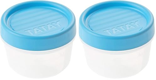 TATAY Food Storage, Airtight, 0.2L of Capacity, Screw Lid, BPA free, Suitable Microwave and Dishwasher, Blue. Measures: 8,5 x 8,5 x 6 cm (Pack of 2)