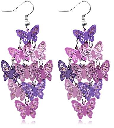 Damen Quaste-Ohrringe mit Schmetterling, Bunte Blumen Perle - Für Partei, Hochzeiten, Verlobungen