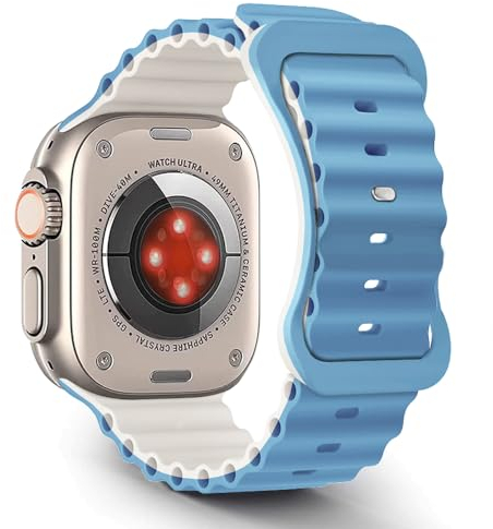 Aizgalxor Ocean Armband Kompatibel mit Apple Watch Ultra 49mm 46mm 45mm 44mm 42mm(Series 3/2/1), Sport Silikon Ersatzarmbänder Kompatibel für iWatch Ultra 2/Series 10/9/8/7/6/5/4/3/2/1/SE