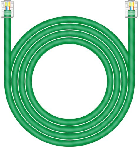 NECABLES Cavo dati CAT5E RJ11 DSL 30,5 m Heavy Duty ad alta velocità per modem DSL UTP compatibile con ATT RJ11 6P4C maschio a maschio verde - 30 metri