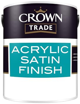 Crown Trade Acrylic Satin Paint 1 litre White, Quick Dry, Solvent Free