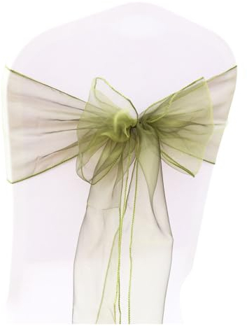 Wisafory 50 Stück Stuhlschleifen Organza Stuhl Schärpe Schleife Band Stuhlhussen Stuhl Organza Schleifenband Dekoration für Hochzeit Zeremonie Event Feier Party 18 x 275 cm Grün 1# 50 Stück