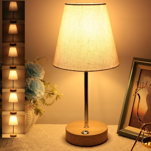 HSLighting Tischlampe Kabellos, Akku Tischleuchte mit Stoffschirm Nachttischlampe stufenlos touch dimmbar Leichtgewichts wiederaufladbar Tischleuchte für Nachttisch Esszimmer Schlafzimmer Restaurant