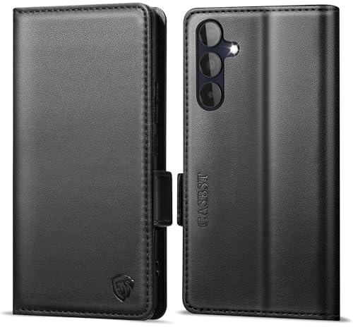 CASBST Handyhülle für Samsung Galaxy A15 4G/5G Hülle Premium Leder Schutzhülle Klappbar mit Kartenfach Ständer Magnet Flip Case für Samsung A15 Handytasche mit RFID Klapphülle für Galaxy A15 Schwarz