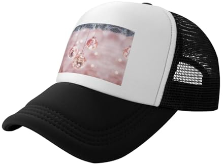 Niedlicher Baseballhut mit Tiermotiv, für Erwachsene, Netzstoff, geeignet für den täglichen Sport, Outdoor-Aktivitäten, Reisen usw., Rosa Weihnachtskugel, One size