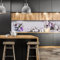wandmotiv24 Küchenrückwand Blumen Violett Glas 160 x 50cm (B x H) - Selbstklebende PET-Folie Nischenrückwand, Spritzschutz, Fliesenspiegel-Ersatz, Deko Küche M1069