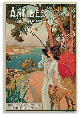 KVIINKD Antibes Reiseposter Cote D'azur, Vintage-Reiseposter, Wohnzimmer-Dekor, moderne ästhetische Wandkunst, Poster, Geschenk für Freunde, ungerahmt, 20 x 30 cm