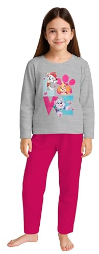 Paw Patrol Schlafanzug für Mädchen - Kinder Pyjama Set Langarm Oberteil mit Hose Pink/Grau